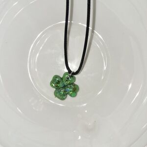 Green Four-Leaf Clover Pendant Necklace - Charming Luck Accent